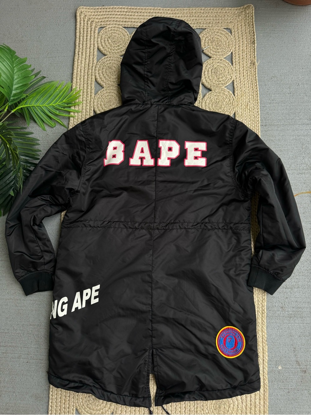 A Bathing Ape BAPE Black Puffer Parka Jacket WGM 1993 Size XL